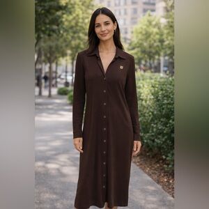 Anne Klein Chocolate Brown Midi Dress